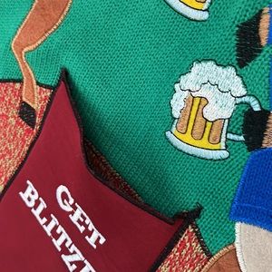Jolly Sweaters Mens Reindeer Get Blitzed Pouch Holiday Christmas Sweater L‎